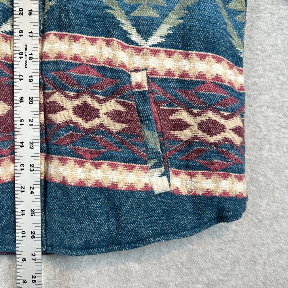 Ariat REAL Southwestern Aztec Shirt Jacket Women Large Blue Multi Cotton Blend - Picture 5 of 9
